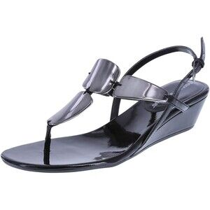 Montego Bay Club Silver Slingback Thongs Sandals Flip Flops Flats Wedges Sz 7